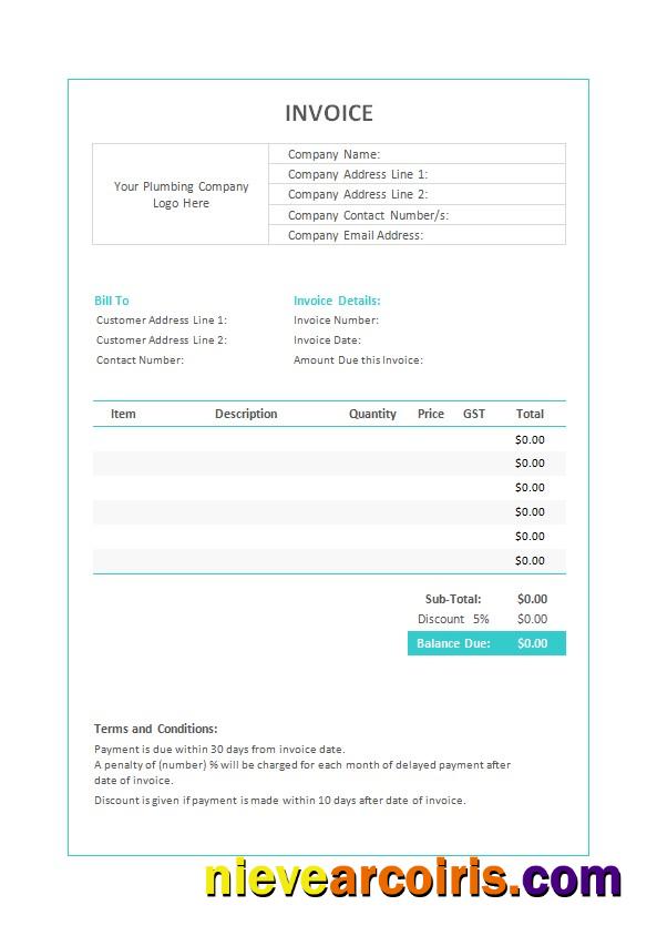 Plumbing Invoice